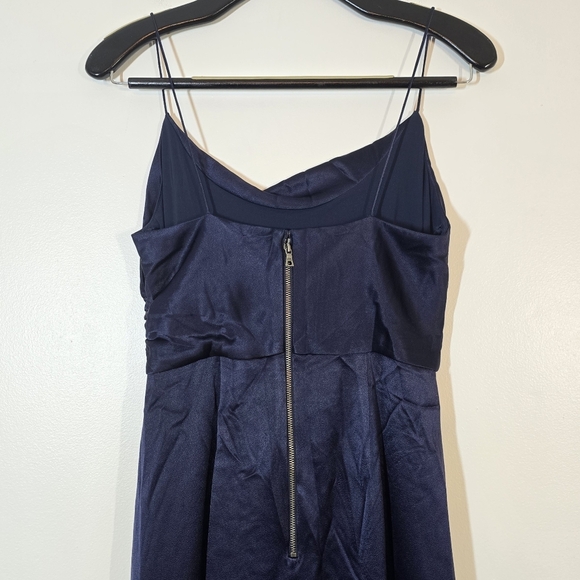 Alice + Olivia Dion Ruched Midi Slip Sun Dress Navy Blue 4 Sundress - Picture 6 of 9